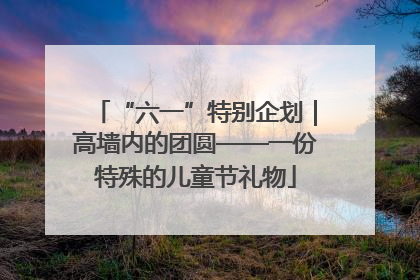 “六一”特别企划｜高墙内的团圆——一份特殊的儿童节礼物