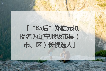 “85后”郑皓元拟提名为辽宁地级市县（市、区）长候选人