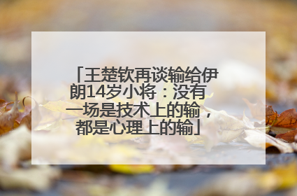 王楚钦再谈输给伊朗14岁小将：没有一场是技术上的输，都是心理上的输