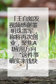 王自如发视频感谢董明珠雷军，称将再次创业，聚焦AI应用方向，“这件事确实来钱快”