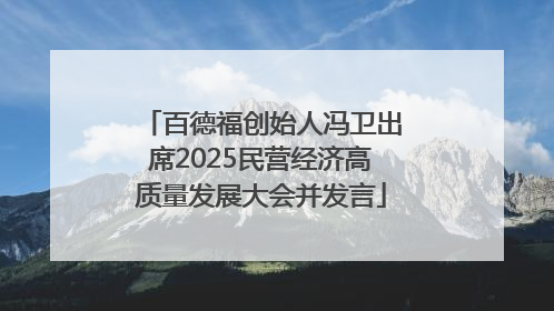 百德福创始人冯卫出席2025民营经济高质量发展大会并发言
