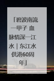 碧波南流一甲子 血脉情深一江水｜东江水供港60周年