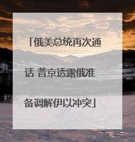 俄美总统再次通话 普京透露俄准备调解伊以冲突
