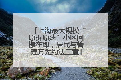 上海最大规模“原拆原建”小区回搬在即，居民与管理方先约法三章