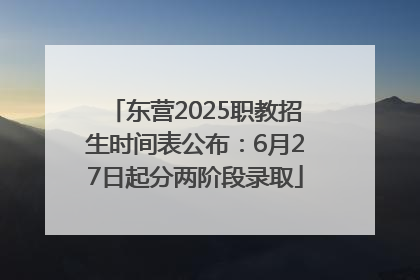 东营2025职教招生时间表公布：6月27日起分两阶段录取
