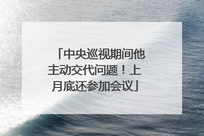 中央巡视期间他主动交代问题！上月底还参加会议