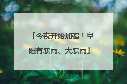 今夜开始加强！阜阳有暴雨、大暴雨