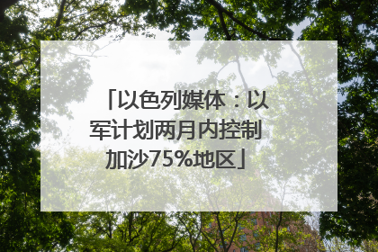 以色列媒体：以军计划两月内控制加沙75%地区