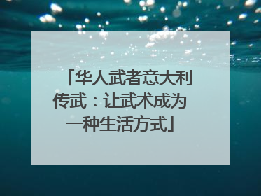 华人武者意大利传武：让武术成为一种生活方式