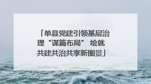 单县党建引领基层治理“谋篇布局” 绘就共建共治共享新图景