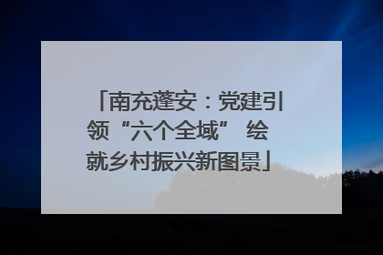 南充蓬安：党建引领“六个全域” 绘就乡村振兴新图景