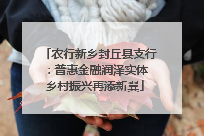 农行新乡封丘县支行：普惠金融润泽实体 乡村振兴再添新翼