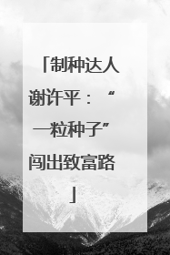 制种达人谢许平：“一粒种子”闯出致富路