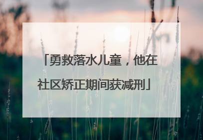 勇救落水儿童，他在社区矫正期间获减刑