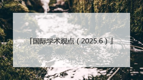 国际学术观点（2025.6）