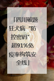 四川破题狂犬病“防控密码” 超91%免疫率构筑安全线