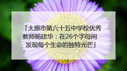 太原市第六十五中学校优秀教师杨建华：在26个字母间 发现每个生命的独特光芒