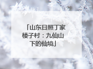 山东日照丁家楼子村：九仙山下的仙境