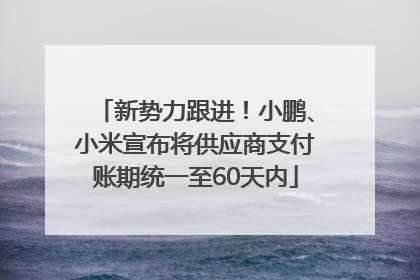 新势力跟进！小鹏、小米宣布将供应商支付账期统一至60天内