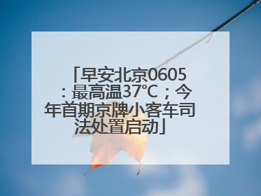 早安北京0605：最高温37℃；今年首期京牌小客车司法处置启动