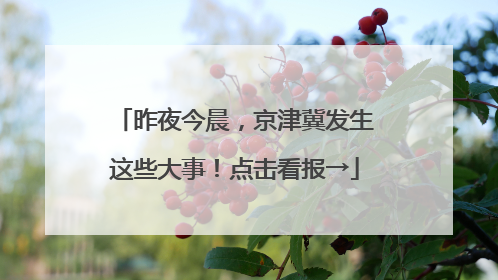 昨夜今晨，京津冀发生这些大事！点击看报→