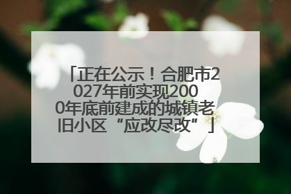 正在公示！合肥市2027年前实现2000年底前建成的城镇老旧小区“应改尽改”