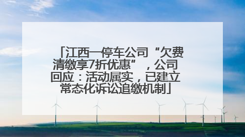 江西一停车公司“欠费清缴享7折优惠”，公司回应：活动属实，已建立常态化诉讼追缴机制