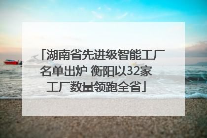 湖南省先进级智能工厂名单出炉 衡阳以32家工厂数量领跑全省