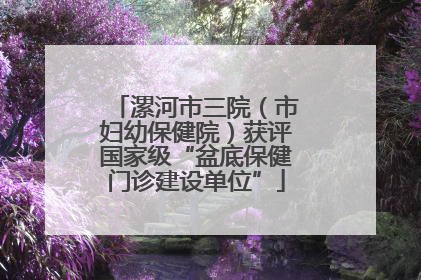 漯河市三院（市妇幼保健院）获评国家级“盆底保健门诊建设单位”