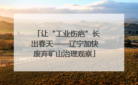 让“工业伤疤”长出春天——辽宁加快废弃矿山治理观察