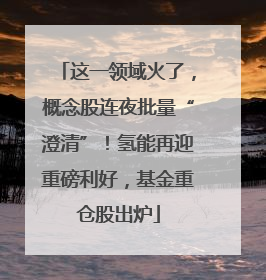 这一领域火了，概念股连夜批量“澄清”！氢能再迎重磅利好，基金重仓股出炉
