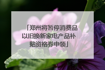 郑州将暂停消费品以旧换新家电产品补贴资格券申领