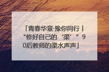 青春华章·豫你同行丨“修好自己的‘渠’”90后教师的渠水声声