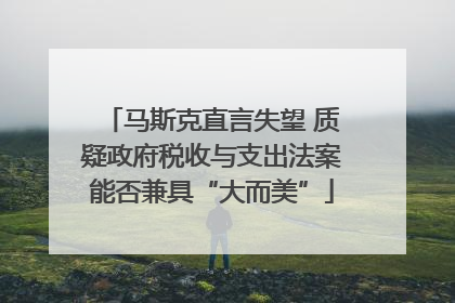 马斯克直言失望 质疑政府税收与支出法案能否兼具“大而美”