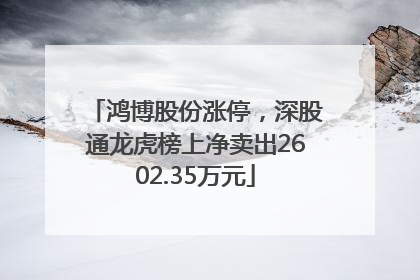 鸿博股份涨停，深股通龙虎榜上净卖出2602.35万元